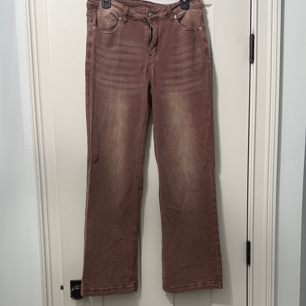 Brown Straight-Leg Jeans